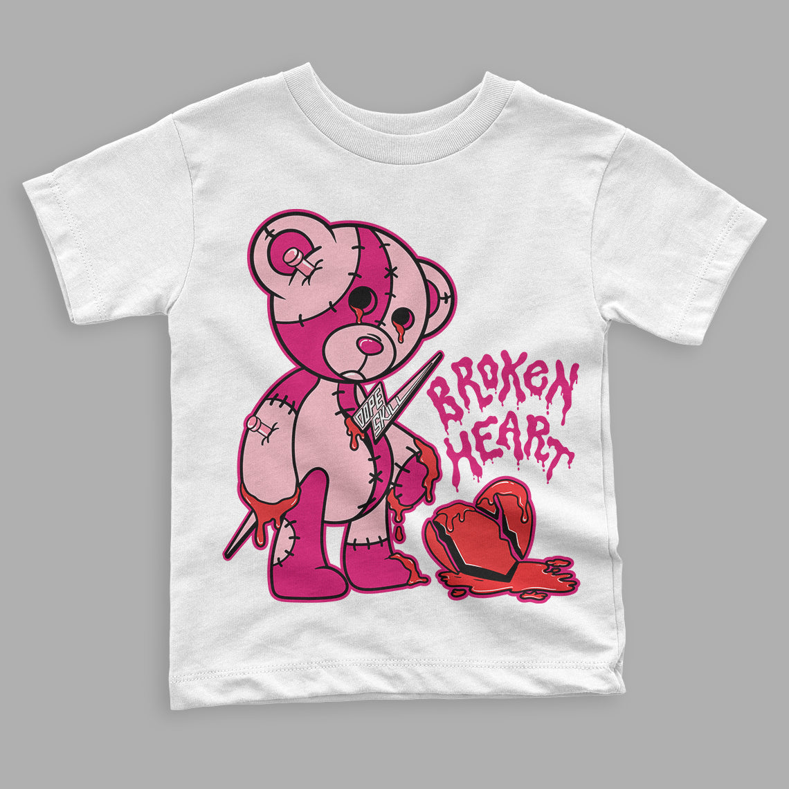 Coral Chalk 1s Mid superstreetwear Toddler Kids T-shirt Broken Heart Graphic