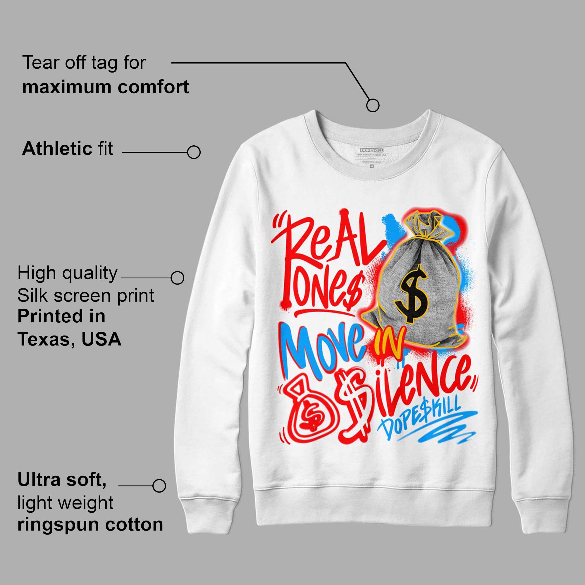 Fruity Pebbles Dunks superstreetwear Sweatshirt Real Ones Move In Silence Graphic
