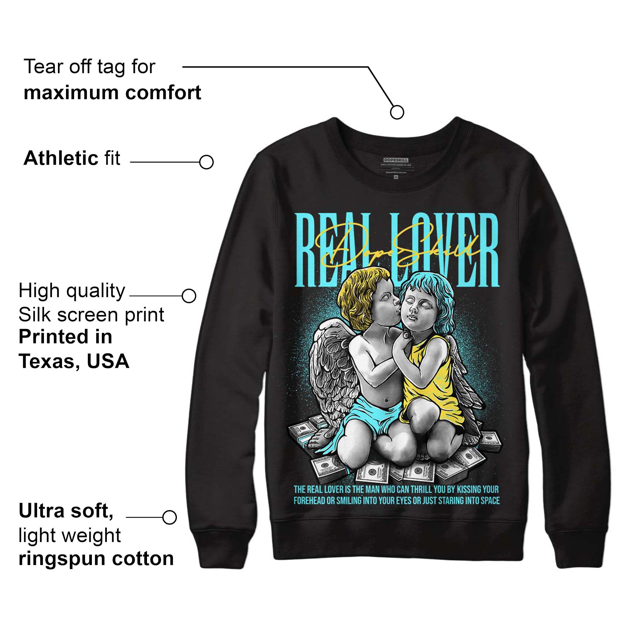 Aqua 5s superstreetwear Sweatshirt Real Lover Graphic