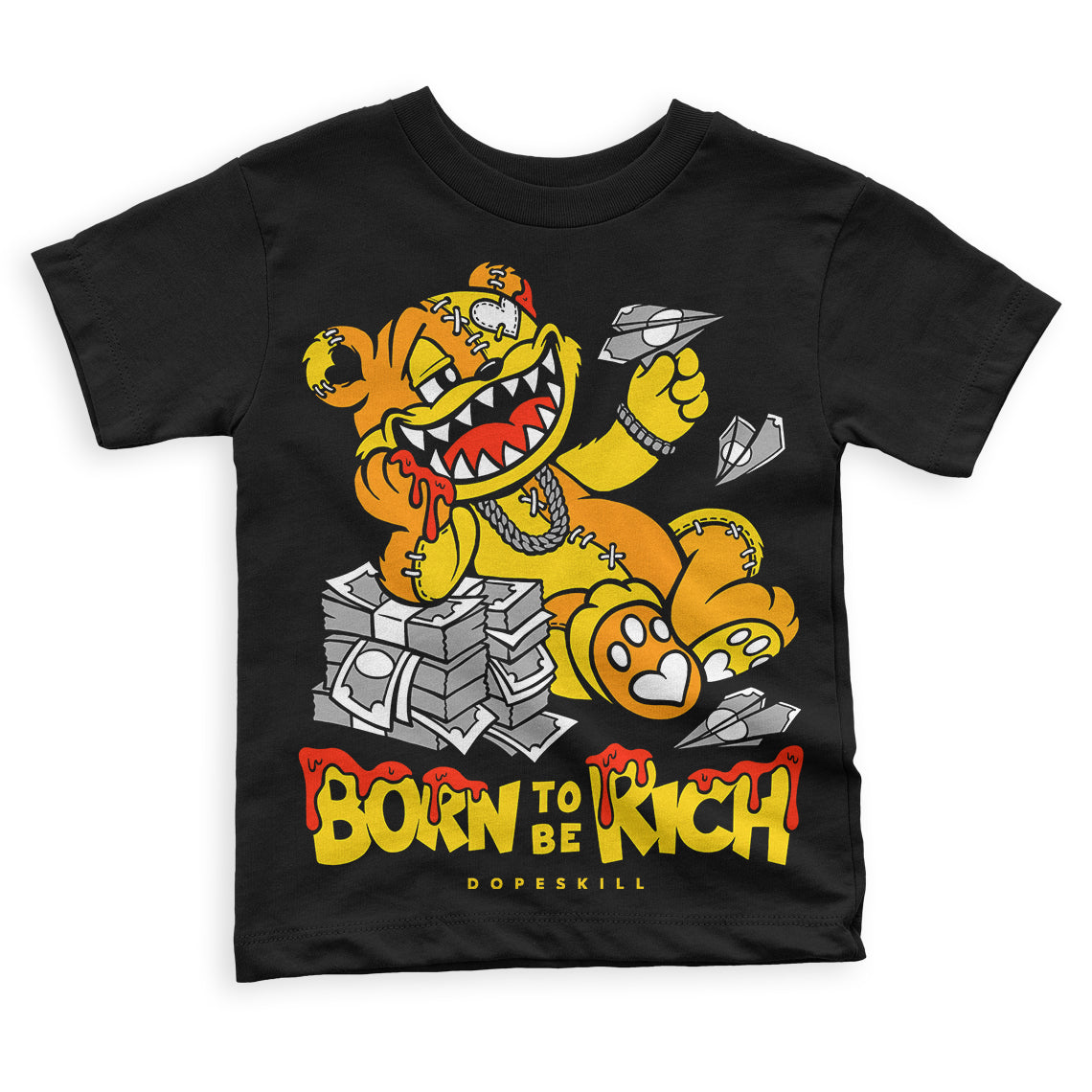 Yellow Ochre 6s superstreetwear Toddler Kids T-shirt Born To Be Rich Graphic