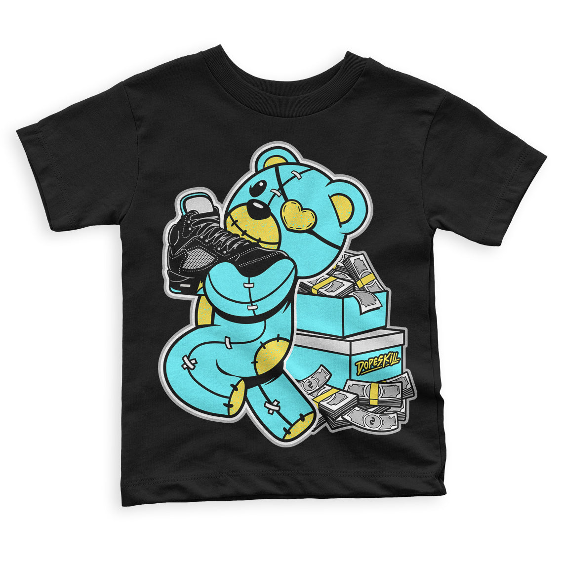 Aqua 5s superstreetwear Toddler Kids T-shirt Bear Steals Sneaker Graphic