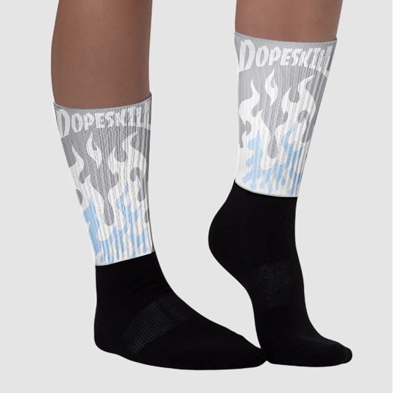 Cement Grey 11s superstreetwear Sublimated Socks FIRE Graphic