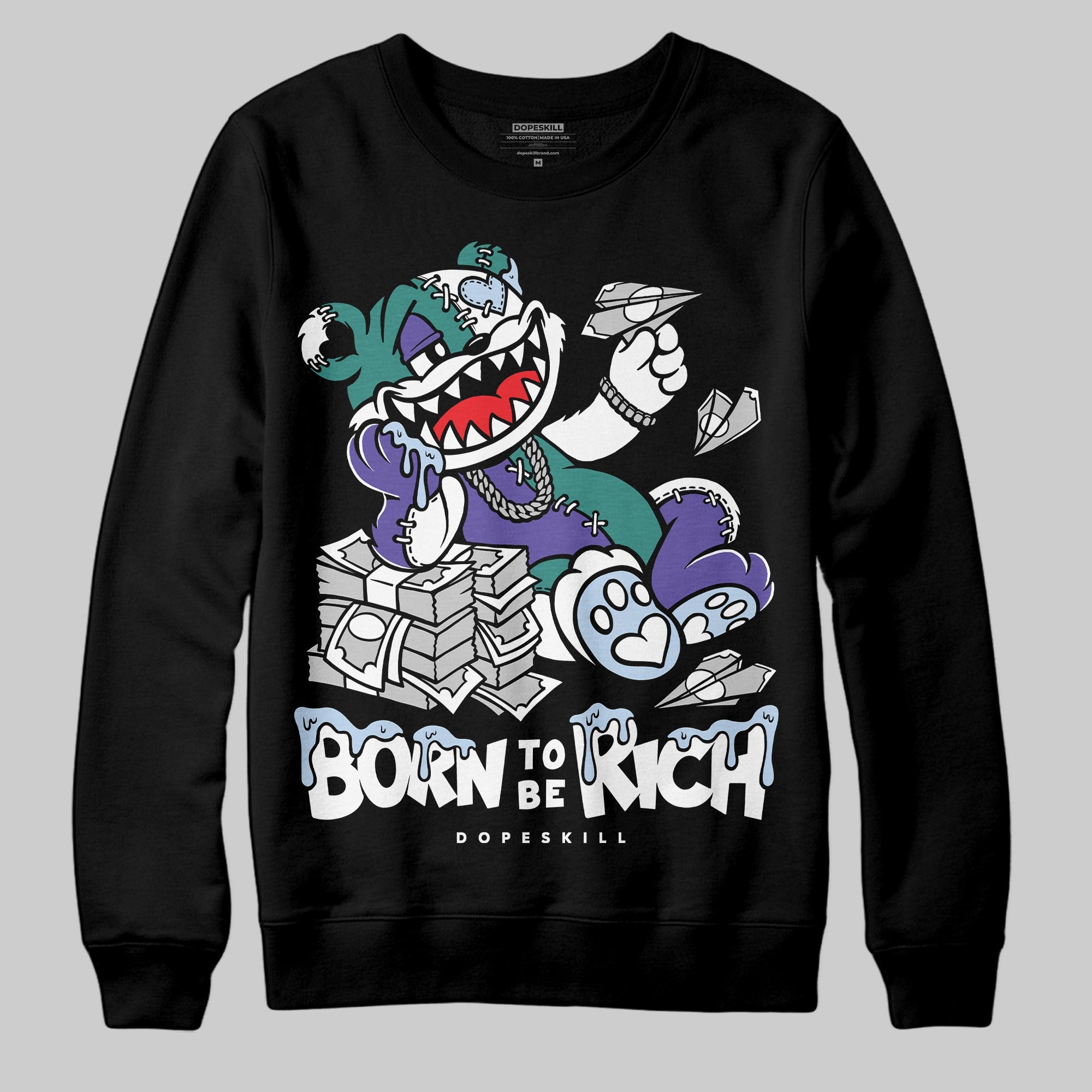 Grape 5s superstreetwear Sweatshirt Born To Be Rich Graphic