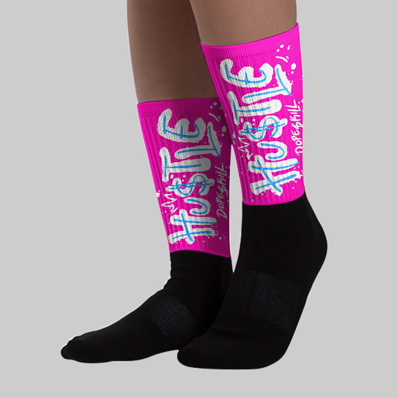 Dunk Active Fuchsia superstreetwear Sublimated Socks Hustle Graphic
