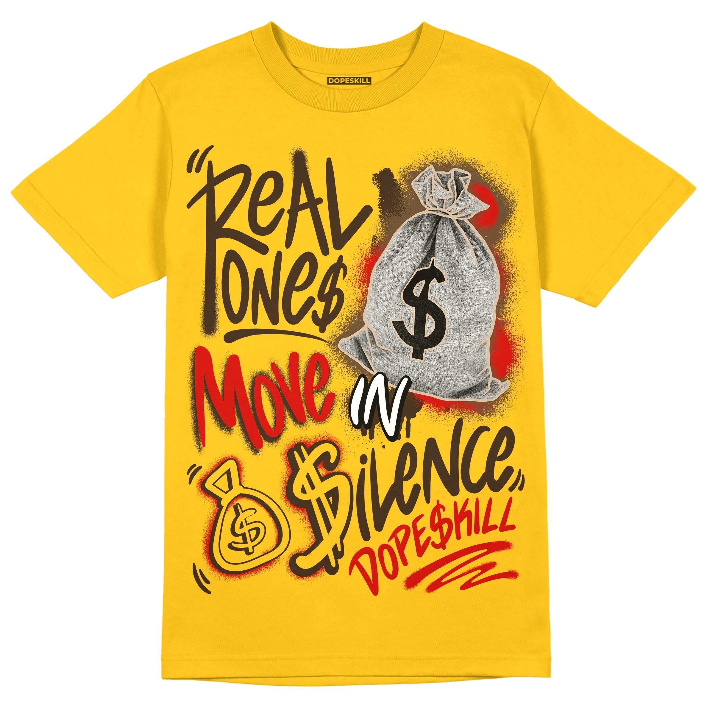 Yellow Collection superstreetwear Gold T-shirt Real Ones Move In Silence Graphic