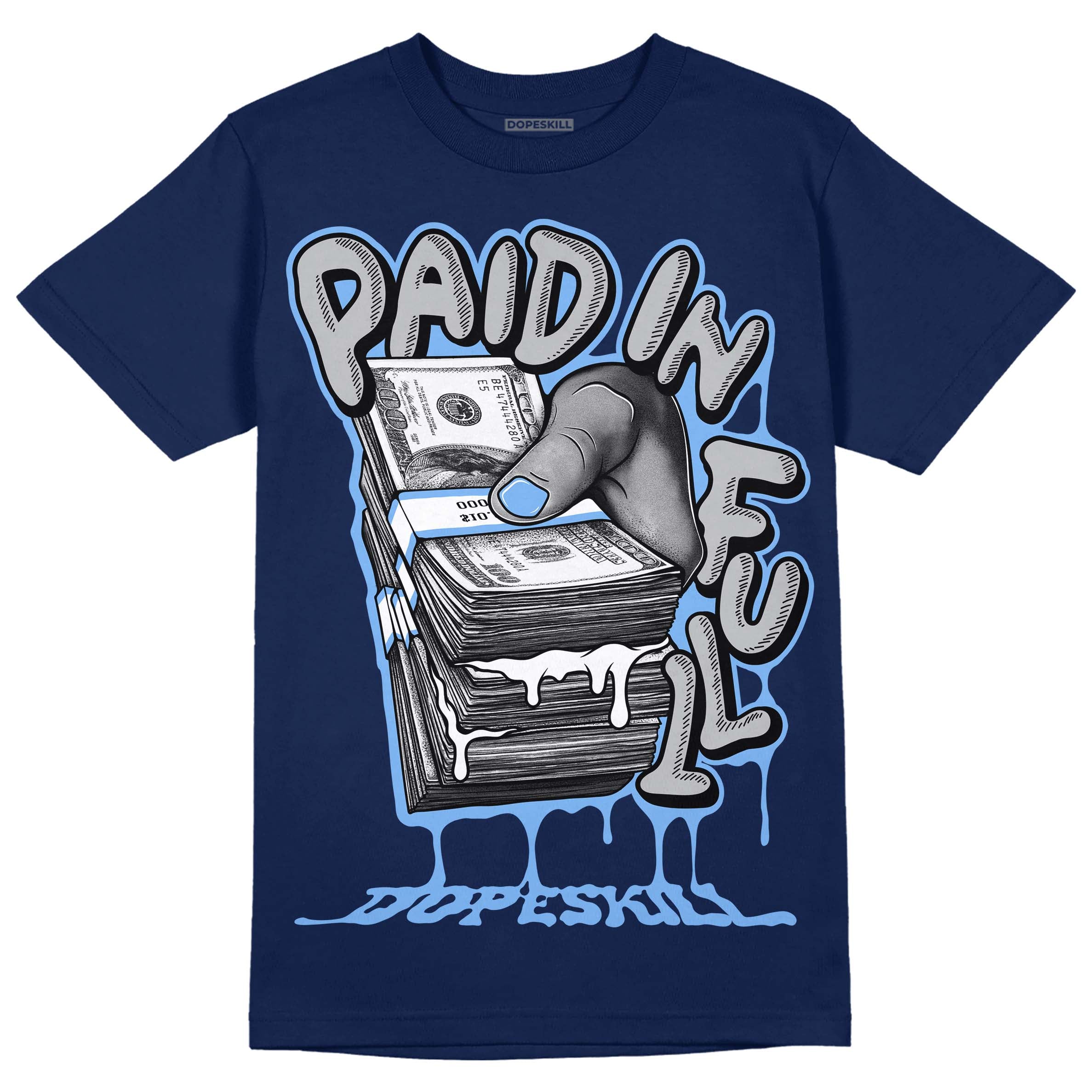 Midnight Navy 5s superstreetwear Navy T-Shirt Paid In Full Graphic