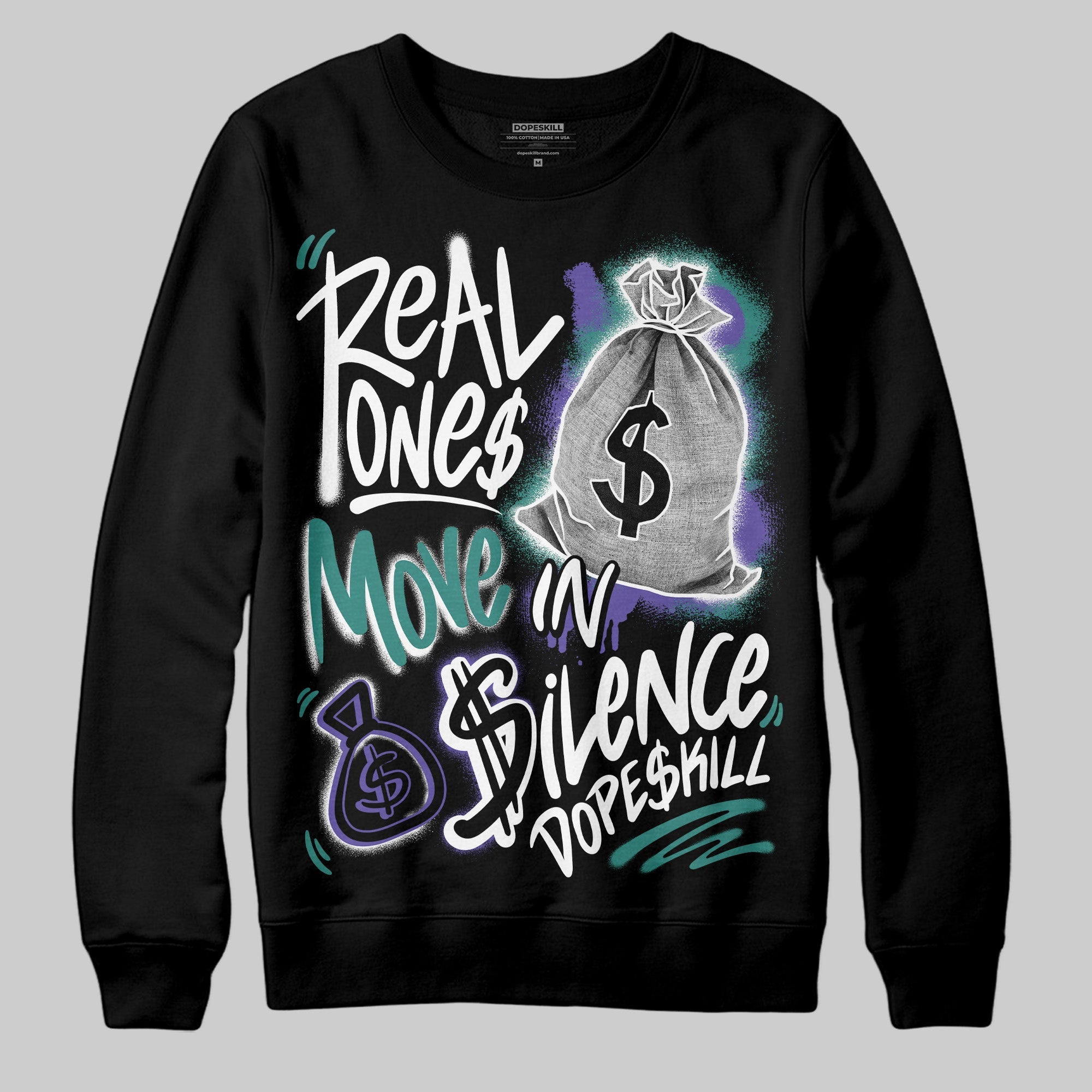 Grape 5s superstreetwear Sweatshirt Real Ones Move In Silence Graphic