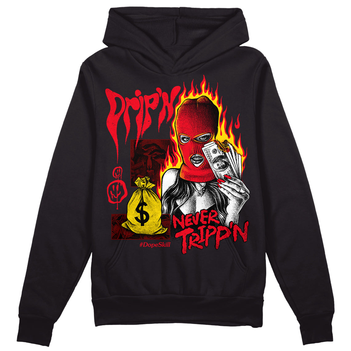 Red Thunder 4s superstreetwear Hoodie Sweatshirt Drip'n Never Tripp'n Graphic