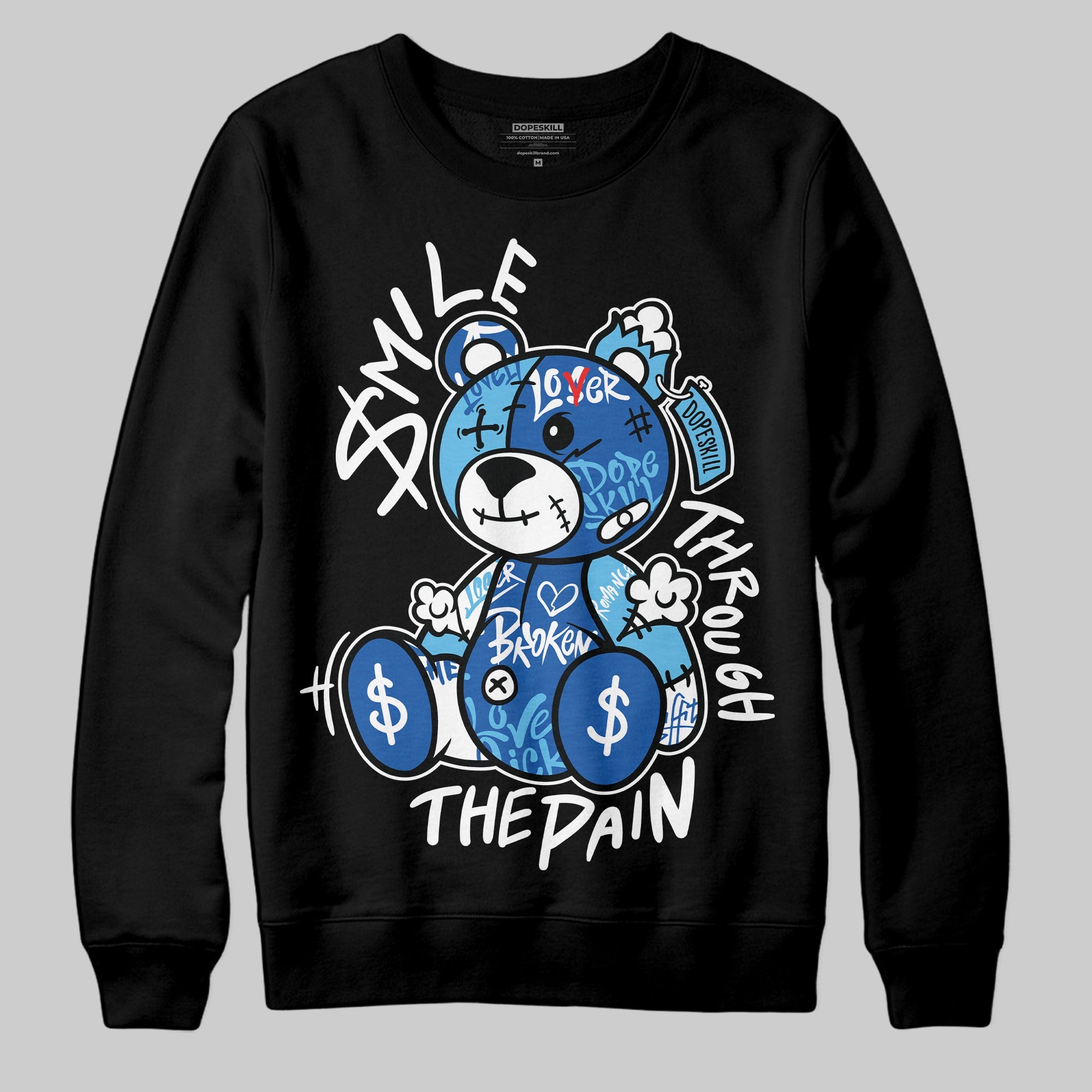 Blueberry 12s superstreetwear Sweatshirt Smile Through The Pain Graphic