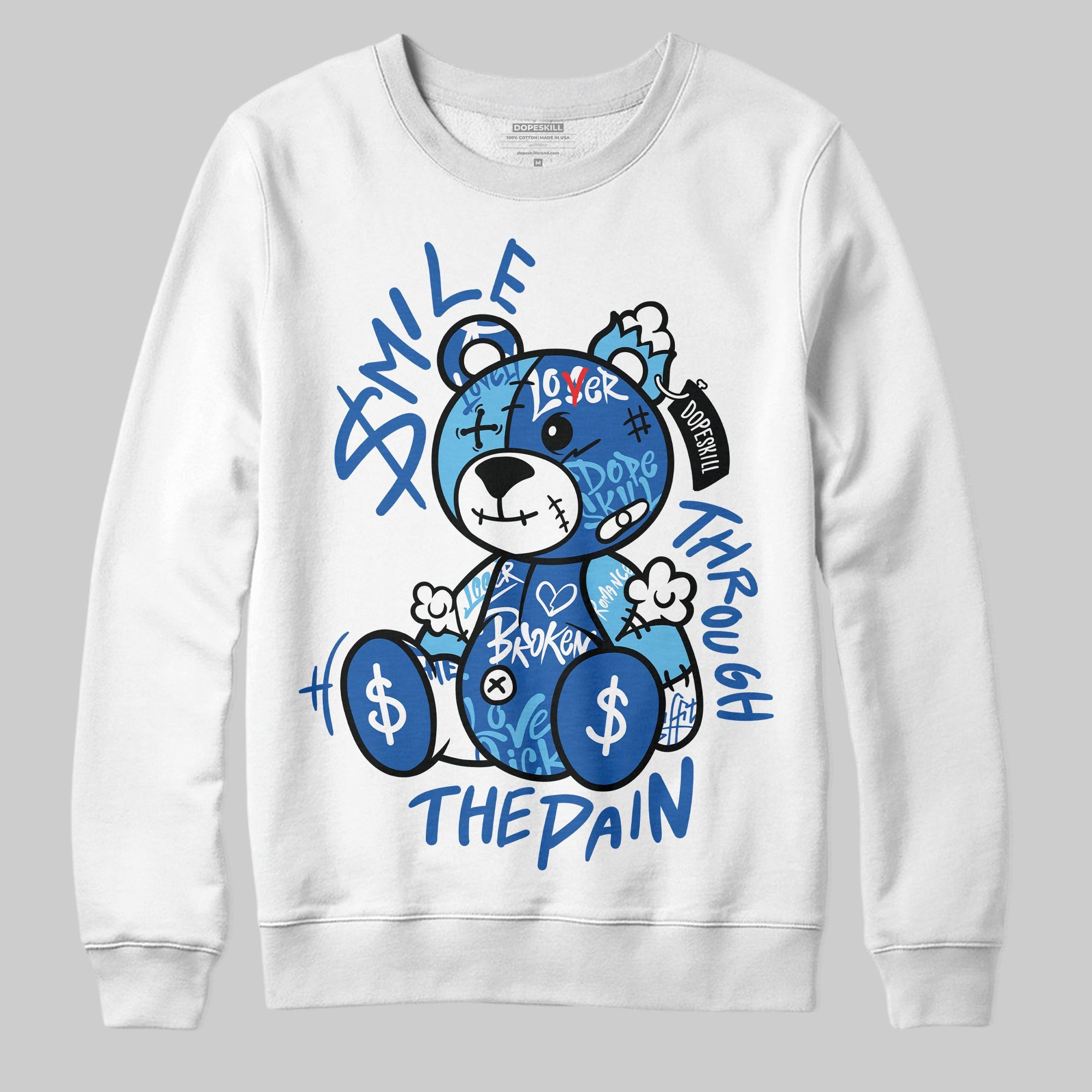 Blueberry 12s superstreetwear Sweatshirt Smile Through The Pain Graphic