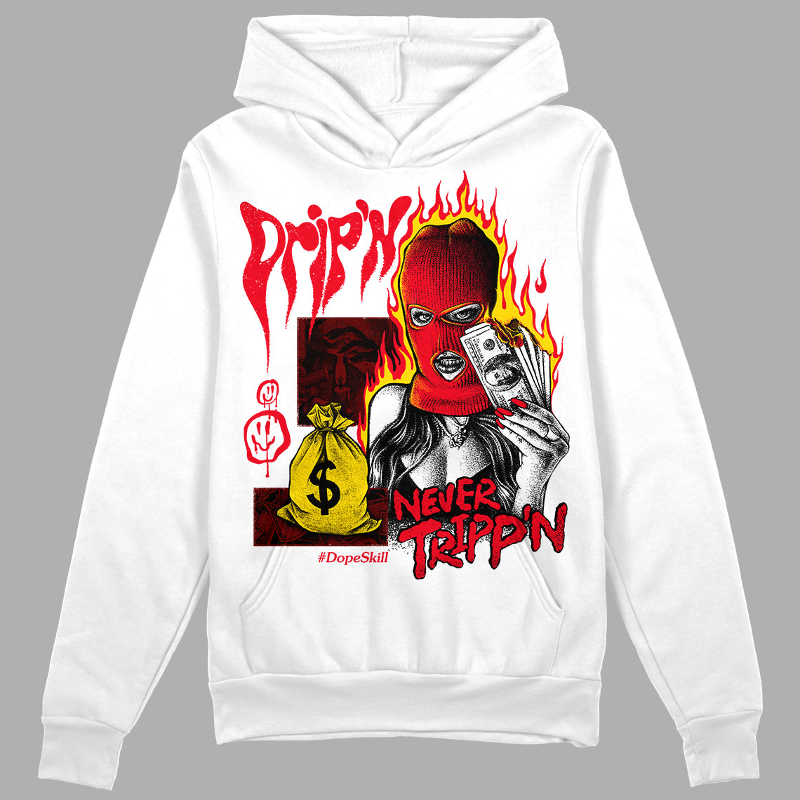 Red Thunder 4s superstreetwear Hoodie Sweatshirt Drip'n Never Tripp'n Graphic