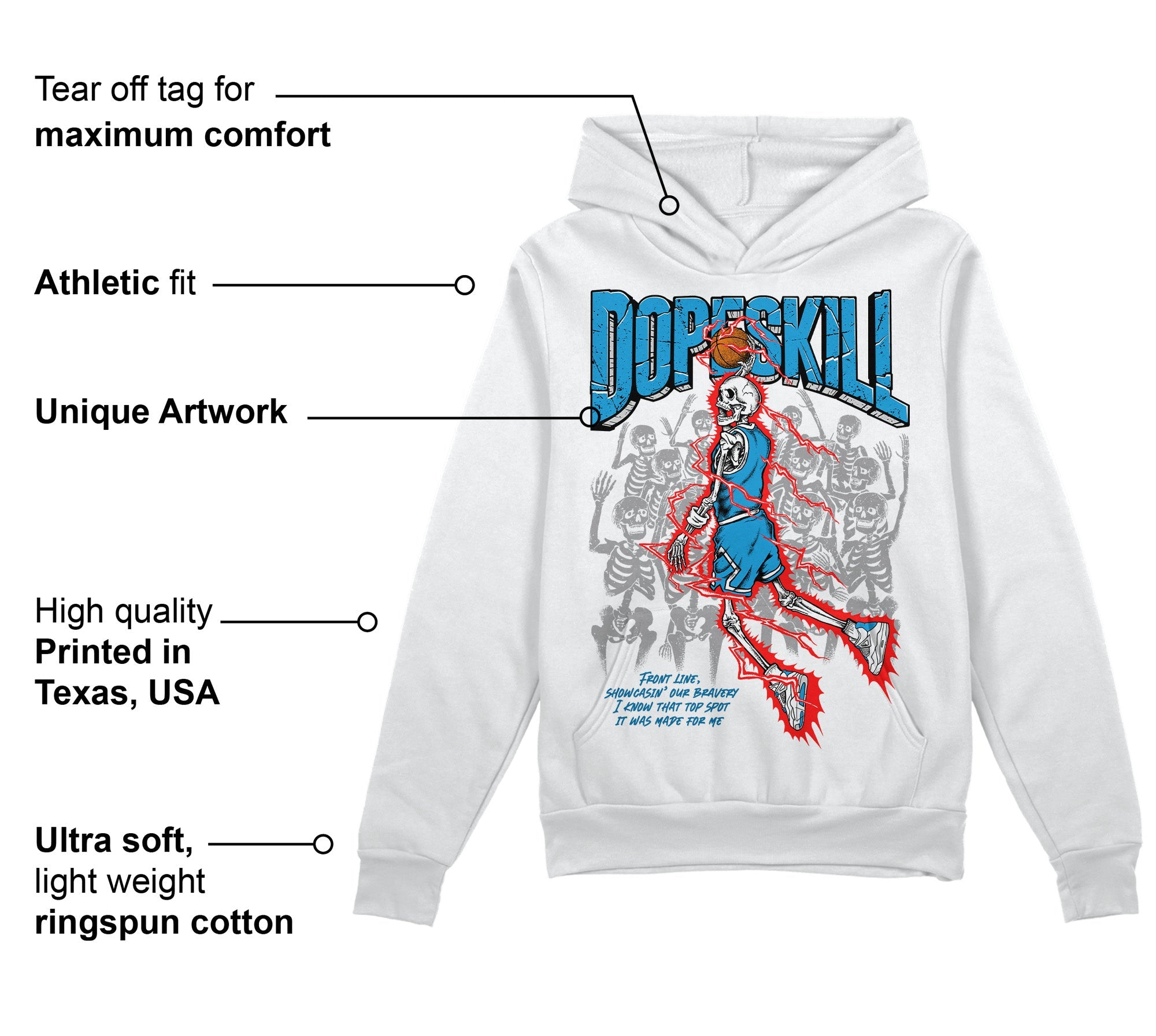 Military Blue 4s superstreetwear Hoodie Sweatshirt Thunder Dunk Graphic