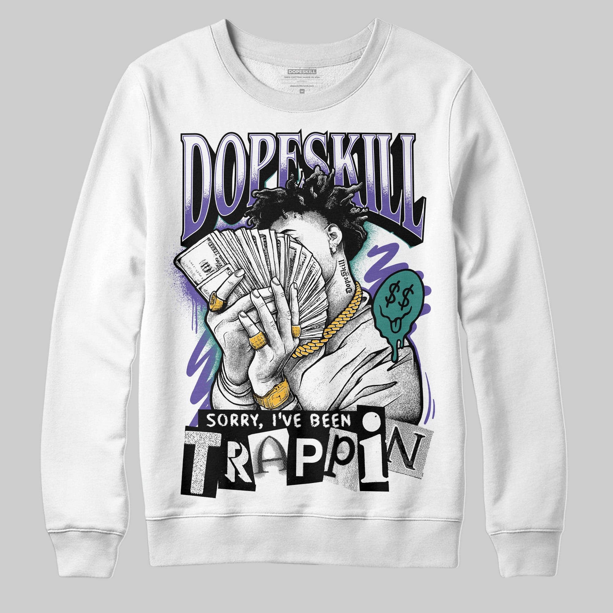 Grape 5s superstreetwear Sweatshirt Sorry I've Been Trappin Graphic