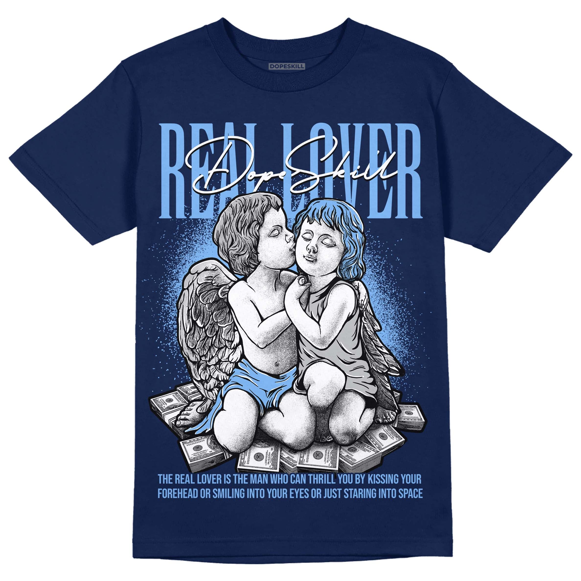 Midnight Navy 5s superstreetwear Navy T-Shirt Real Lover Graphic
