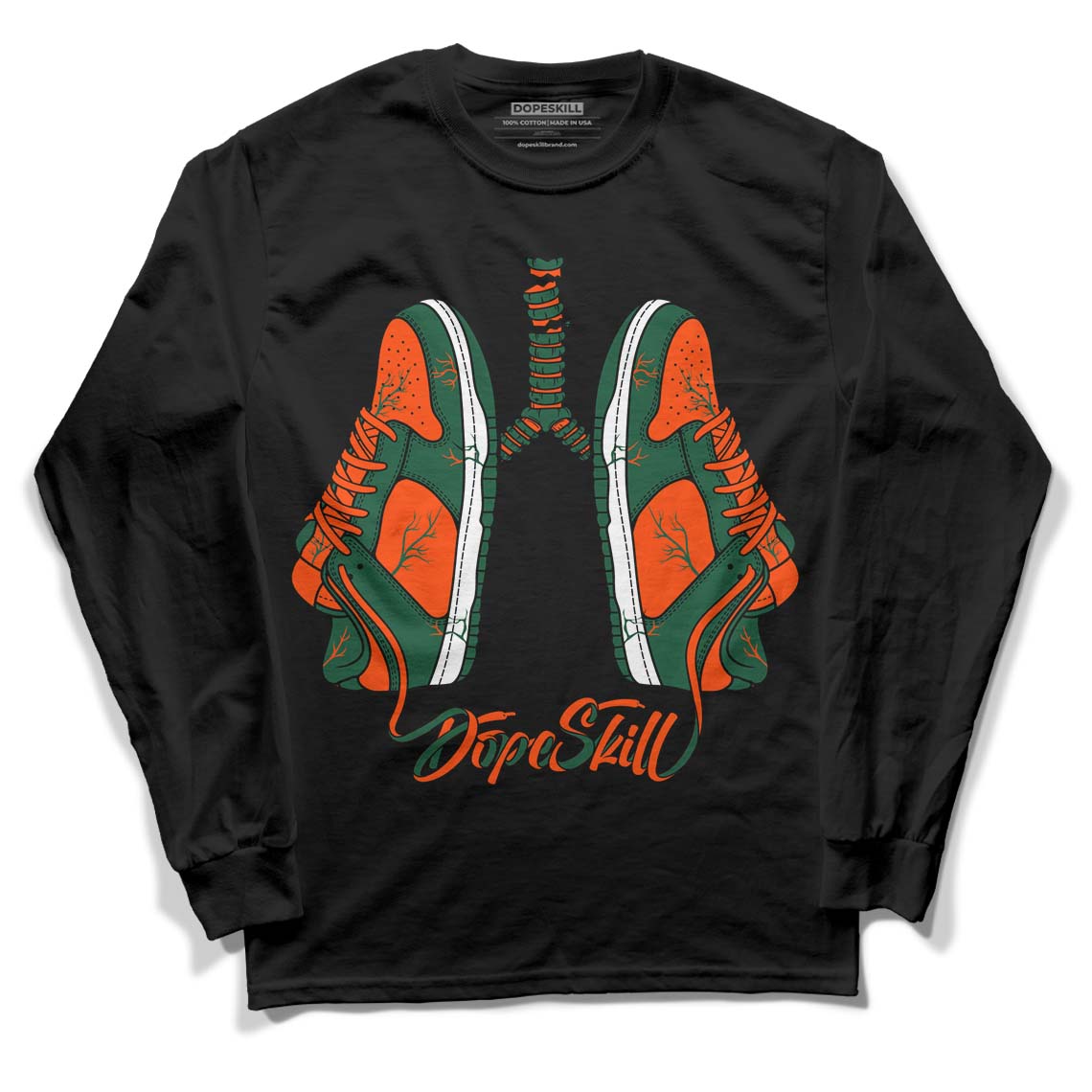 Dunk Low Team Dark Green Orange superstreetwear Long Sleeve T-Shirt Breathe Graphic