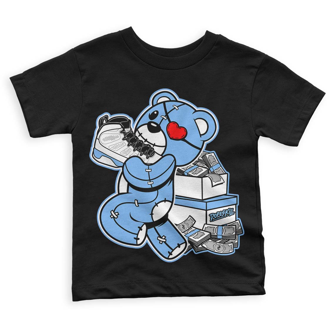 Powder Blue 9s superstreetwear Toddler Kids T-shirt Bear Steals Sneaker Graphic