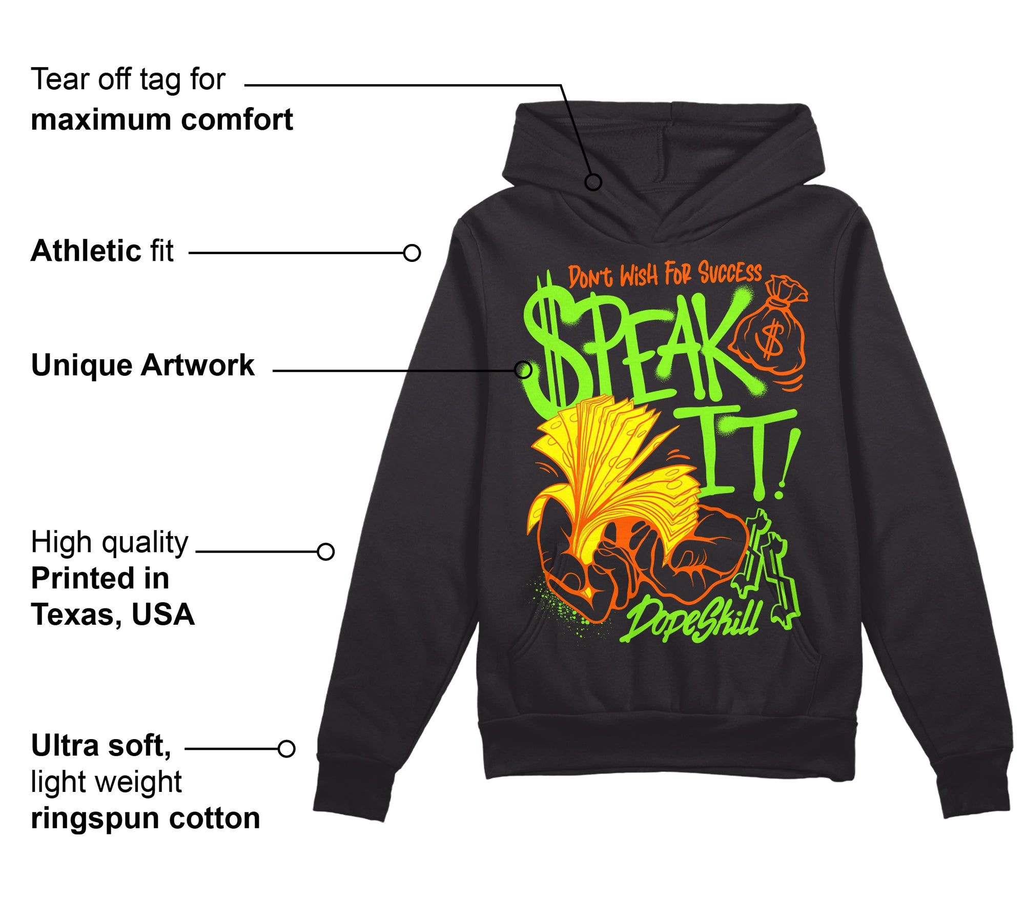 Neon Green Collection superstreetwear Hoodie Sweatshirt Speak It Graphic