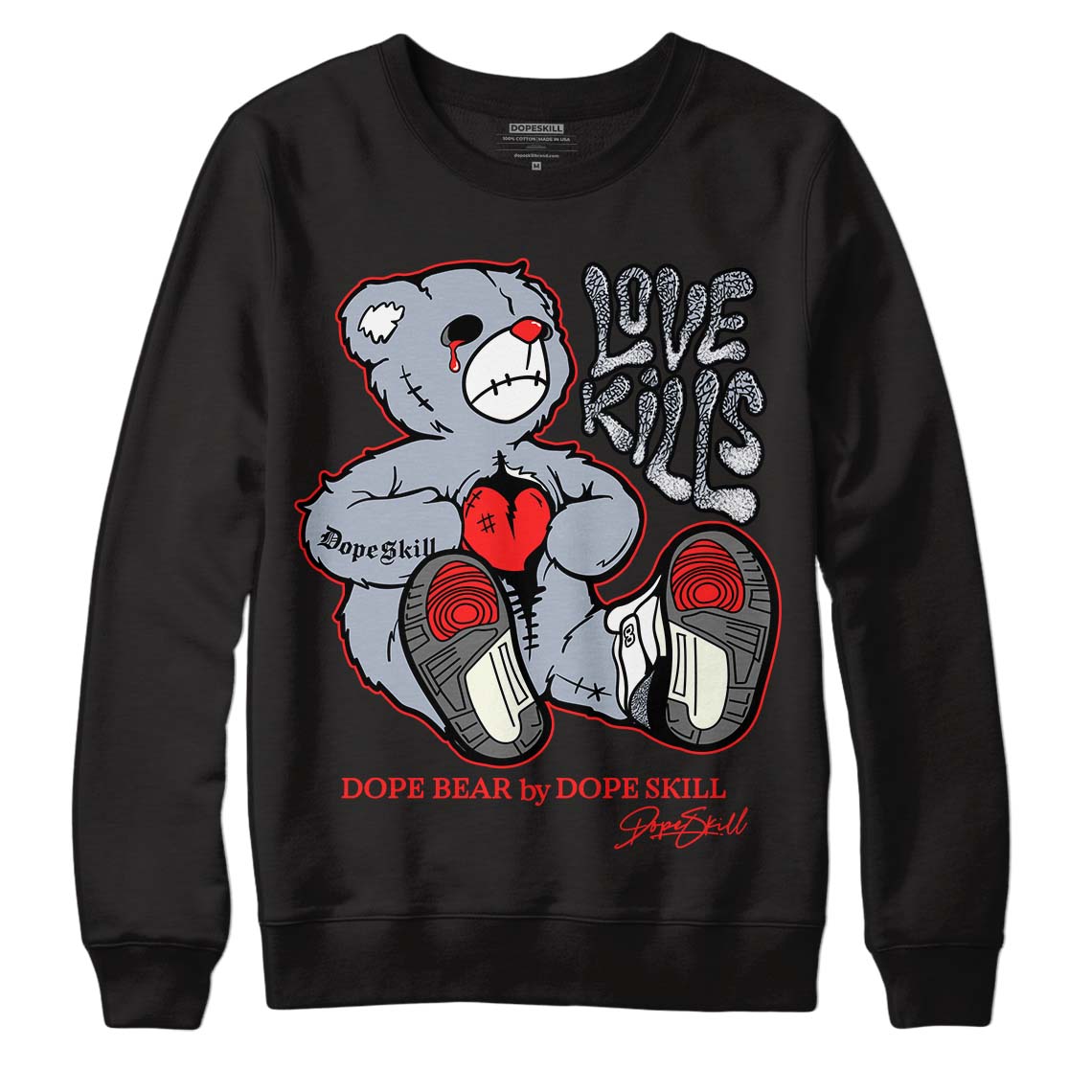 White Cement Reimagined 3s superstreetwear Sweatshirt Love Kills Graphic