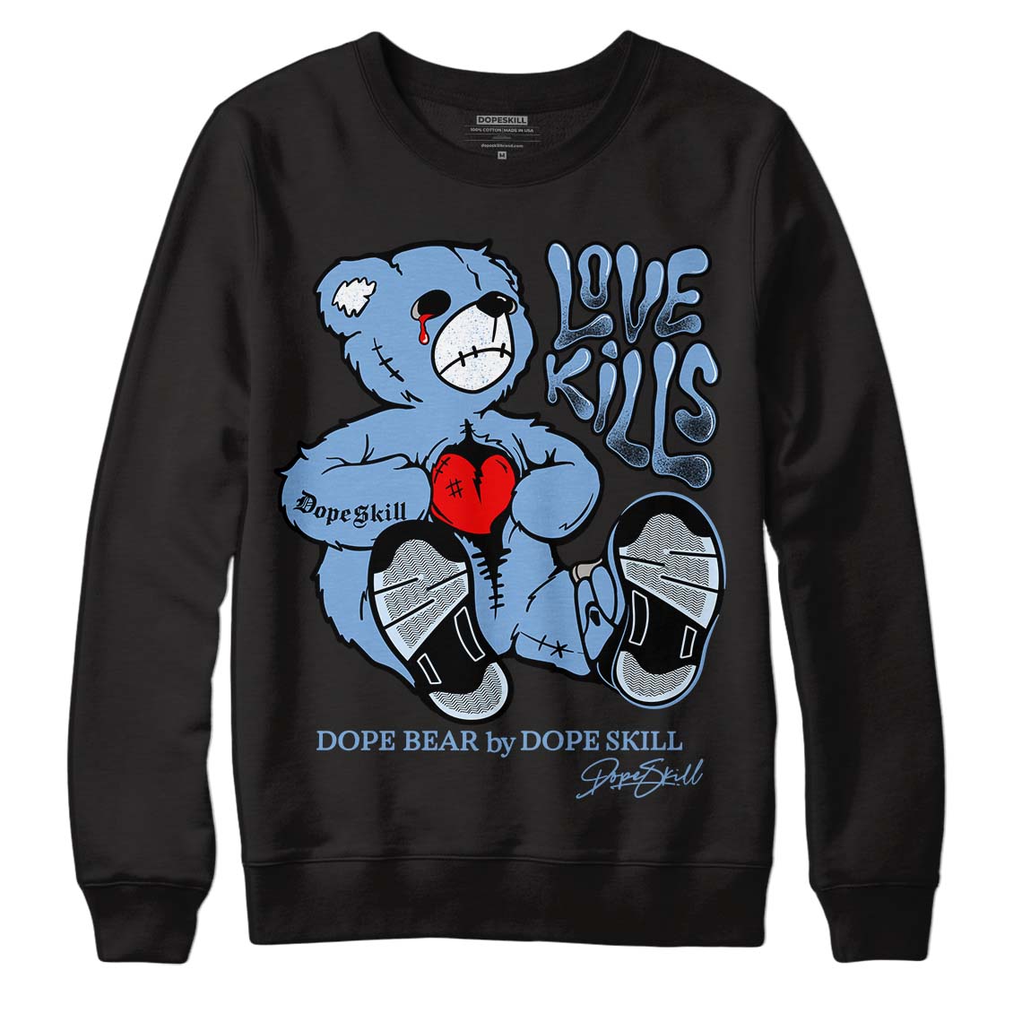 University Blue 5s superstreetwear Sweatshirt Love Kills Graphic