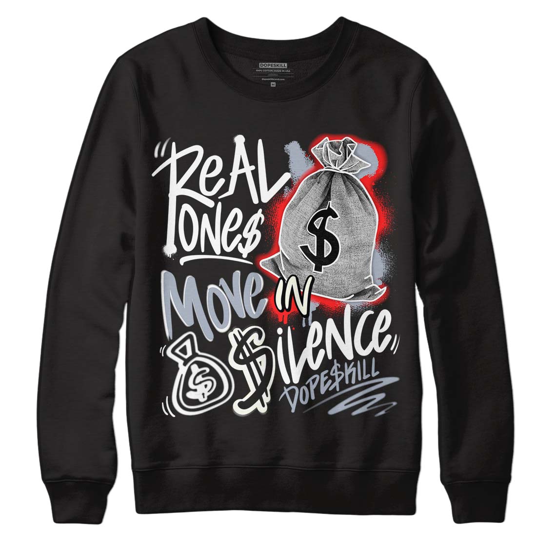 White Cement Reimagined 3s superstreetwear Sweatshirt Real Ones Move In Silence Graphic