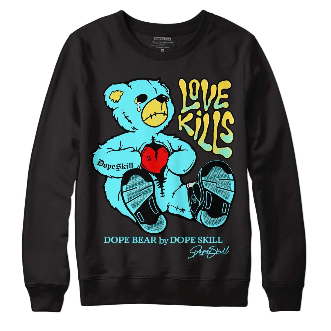 Aqua 5s superstreetwear Sweatshirt Love Kills Graphic