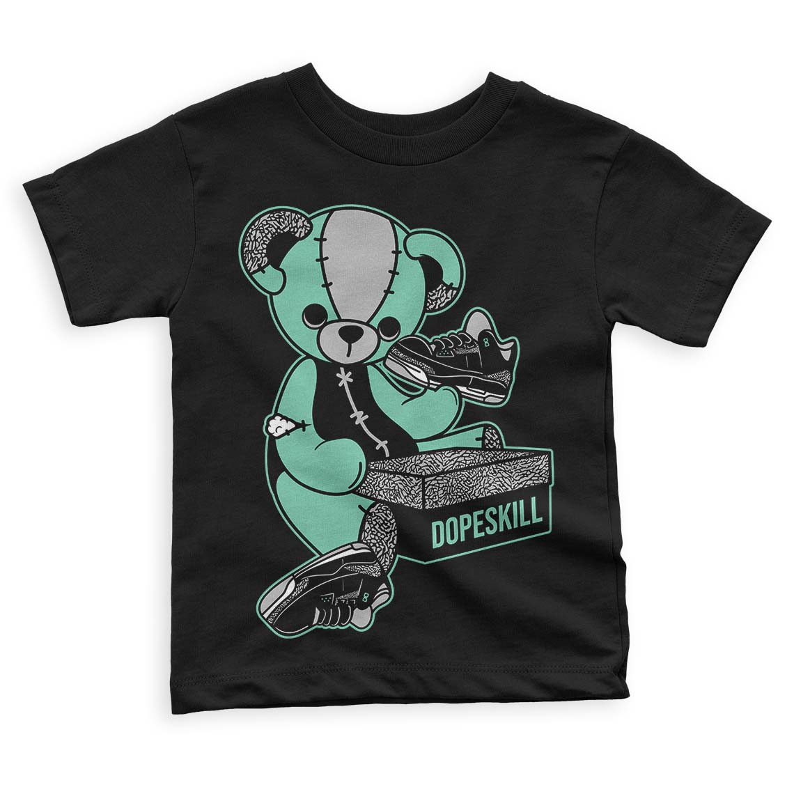 Green Glow 3s superstreetwear Toddler Kids T-shirt Sneakerhead BEAR Graphic