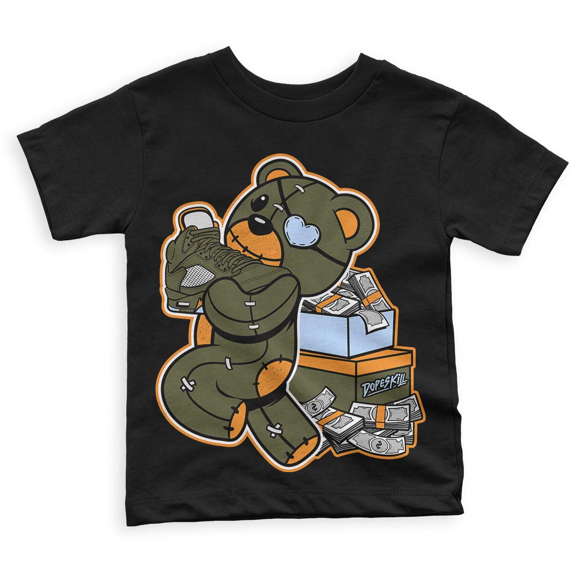 Olive 5s superstreetwear Toddler Kids T-shirt Bear Steals Sneaker Graphic