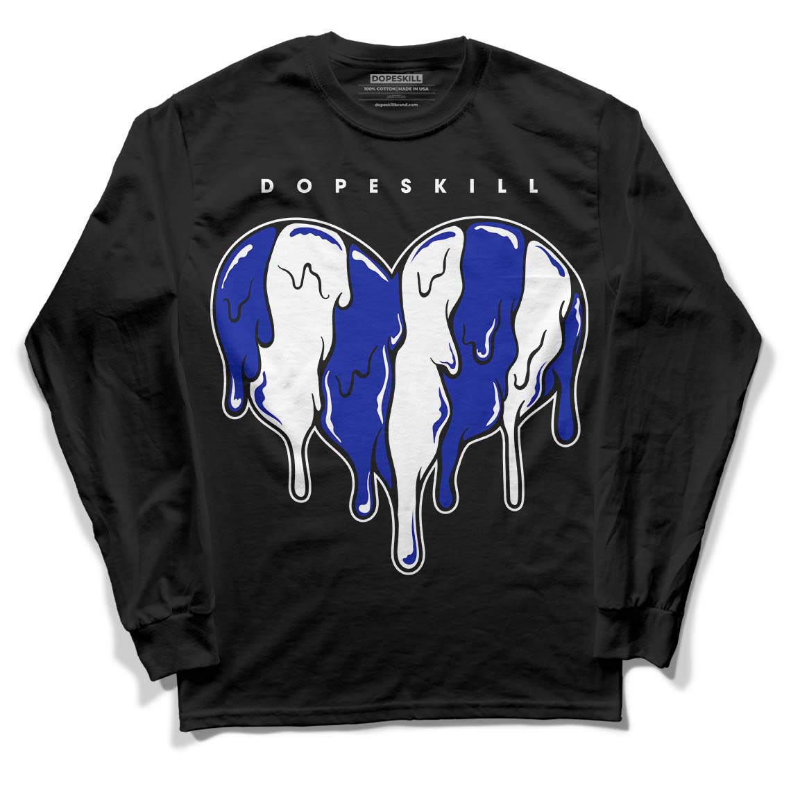 Racer Blue White Dunk Low superstreetwear Long Sleeve T-Shirt Slime Drip Heart Graphic