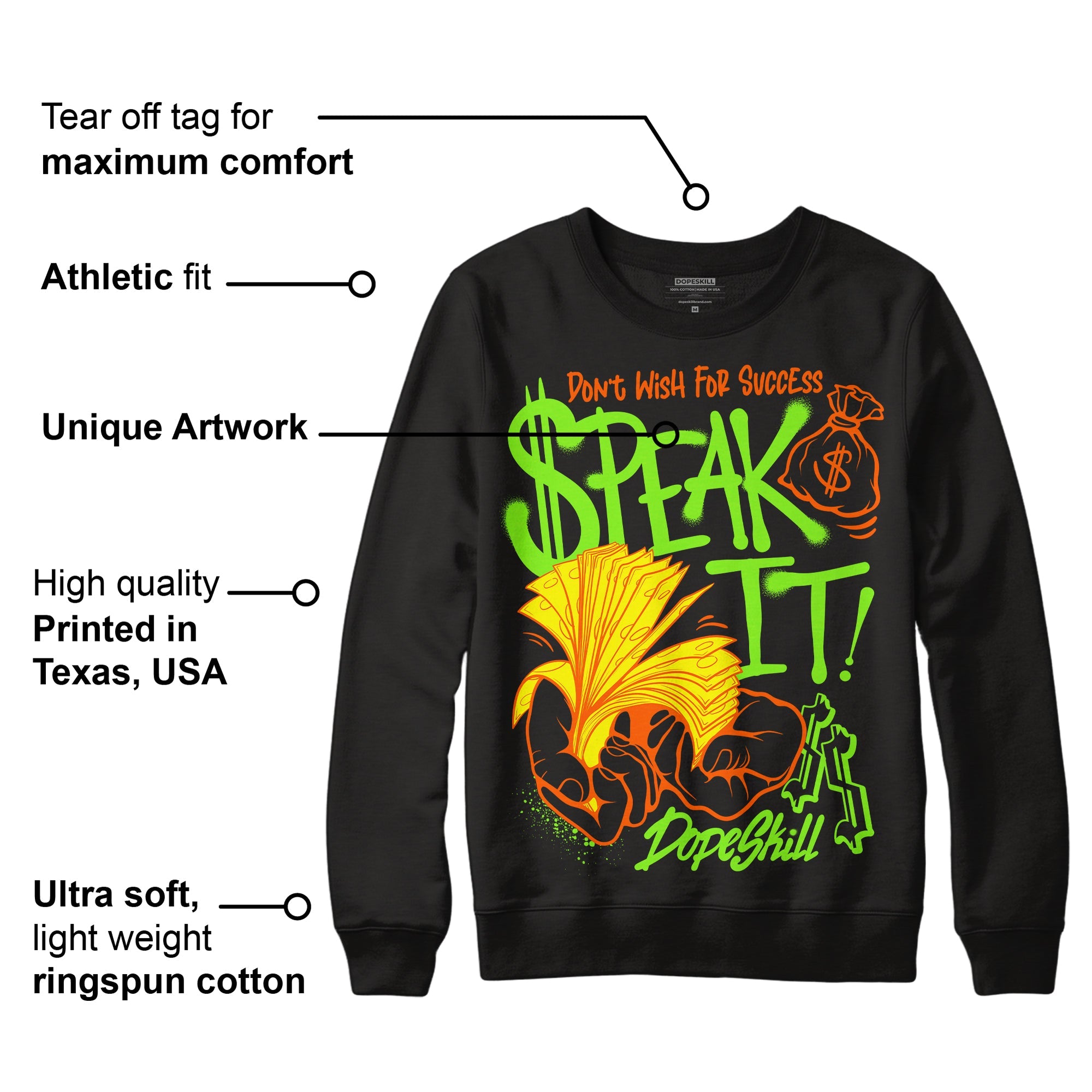 Neon Green Collection superstreetwear Sweatshirt Speak It Graphic