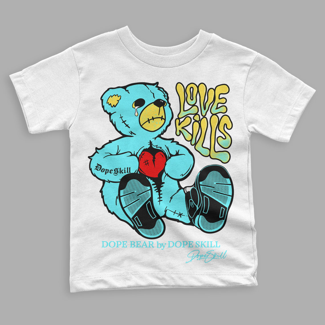 Aqua 5s superstreetwear Toddler Kids T-shirt Love Kills Graphic