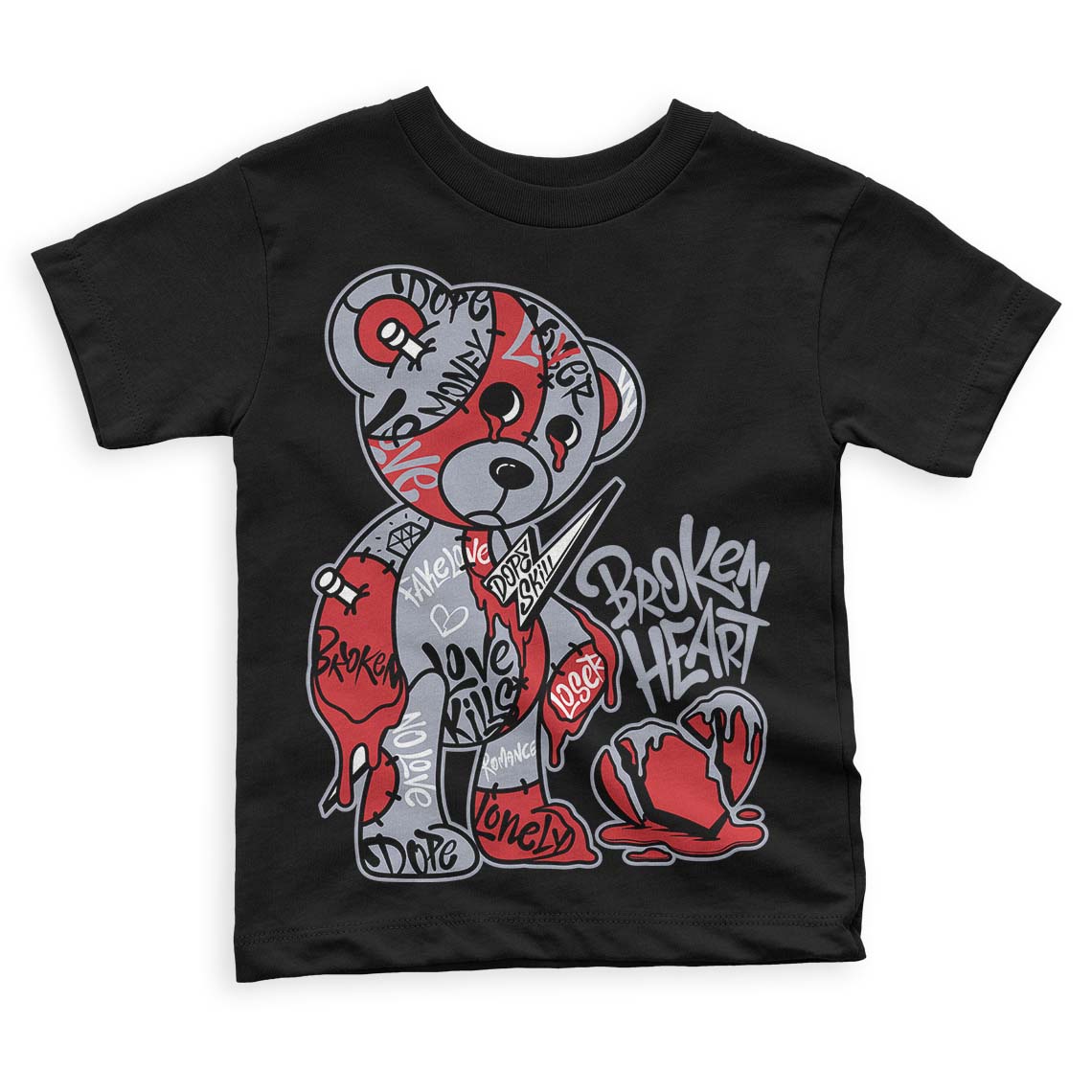 Bred Reimagined 4s superstreetwear Toddler Kids T-shirt Broken Heart Graphic
