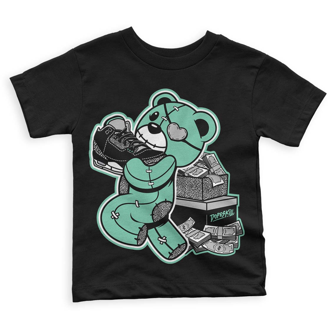 Green Glow 3s superstreetwear Toddler Kids T-shirt Bear Steals Sneaker Graphic