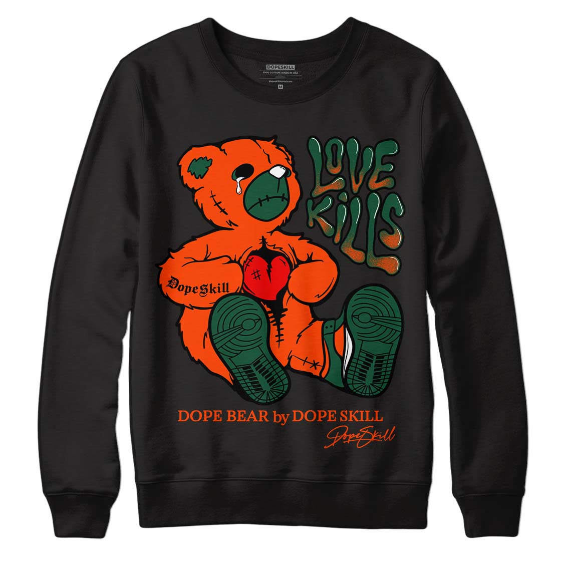 Dunk Low Team Dark Green Orange superstreetwear Sweatshirt Love Kills Graphic