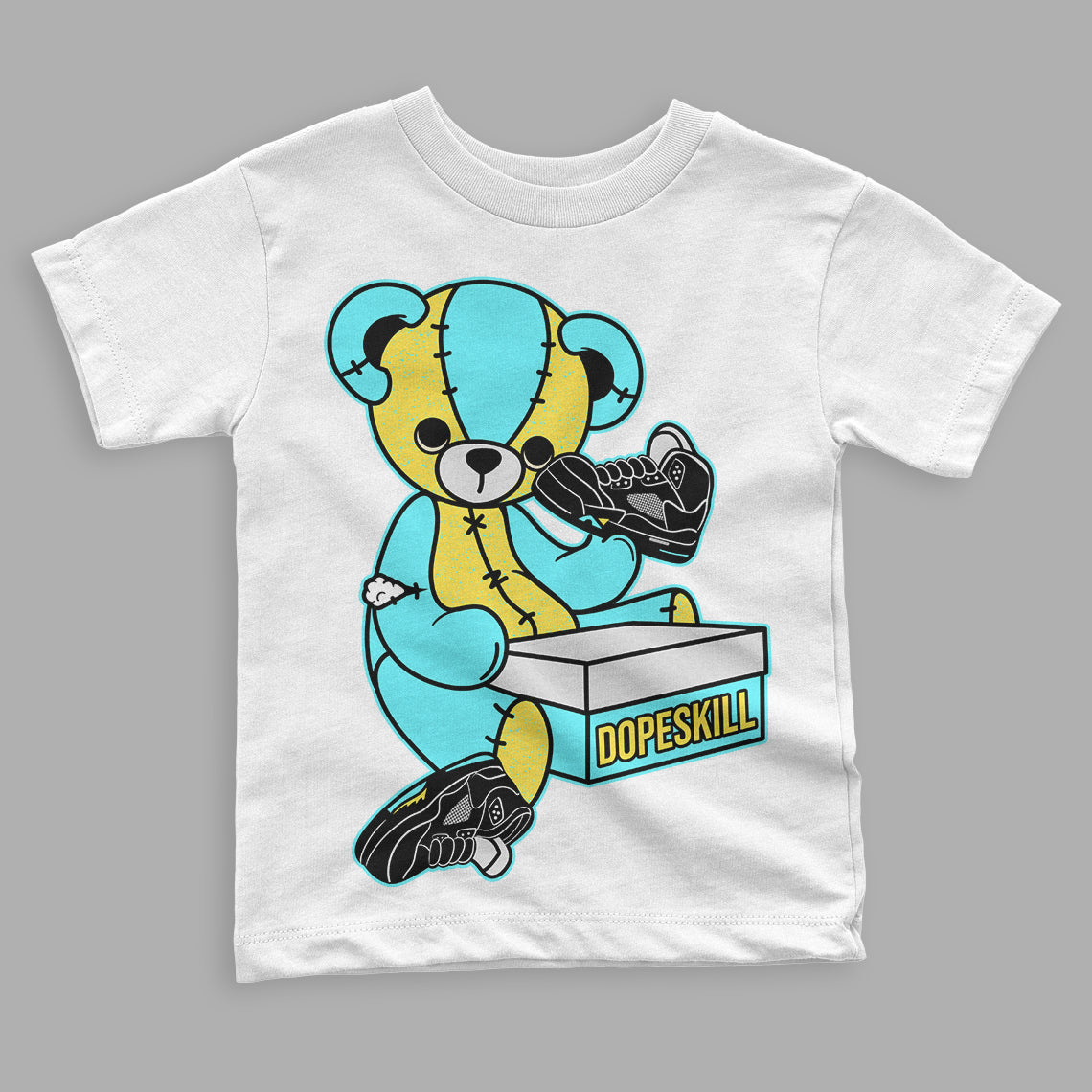 Aqua 5s superstreetwear Toddler Kids T-shirt Sneakerhead BEAR Graphic
