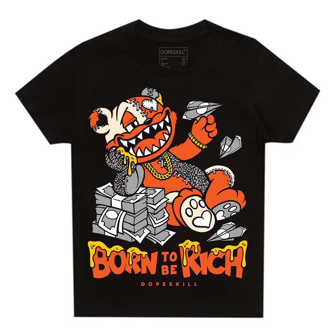 Georgia Peach 3s superstreetwear Toddler Kids T-shirt Born To Be Rich Graphic