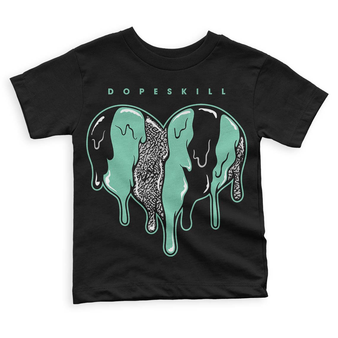 Green Glow 3s superstreetwear Toddler Kids T-shirt Slime Drip Heart Graphic