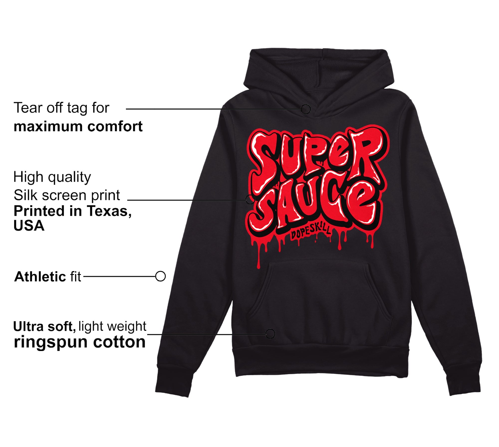Red Thunder 4s superstreetwear Hoodie Sweatshirt Super Sauce Graphic