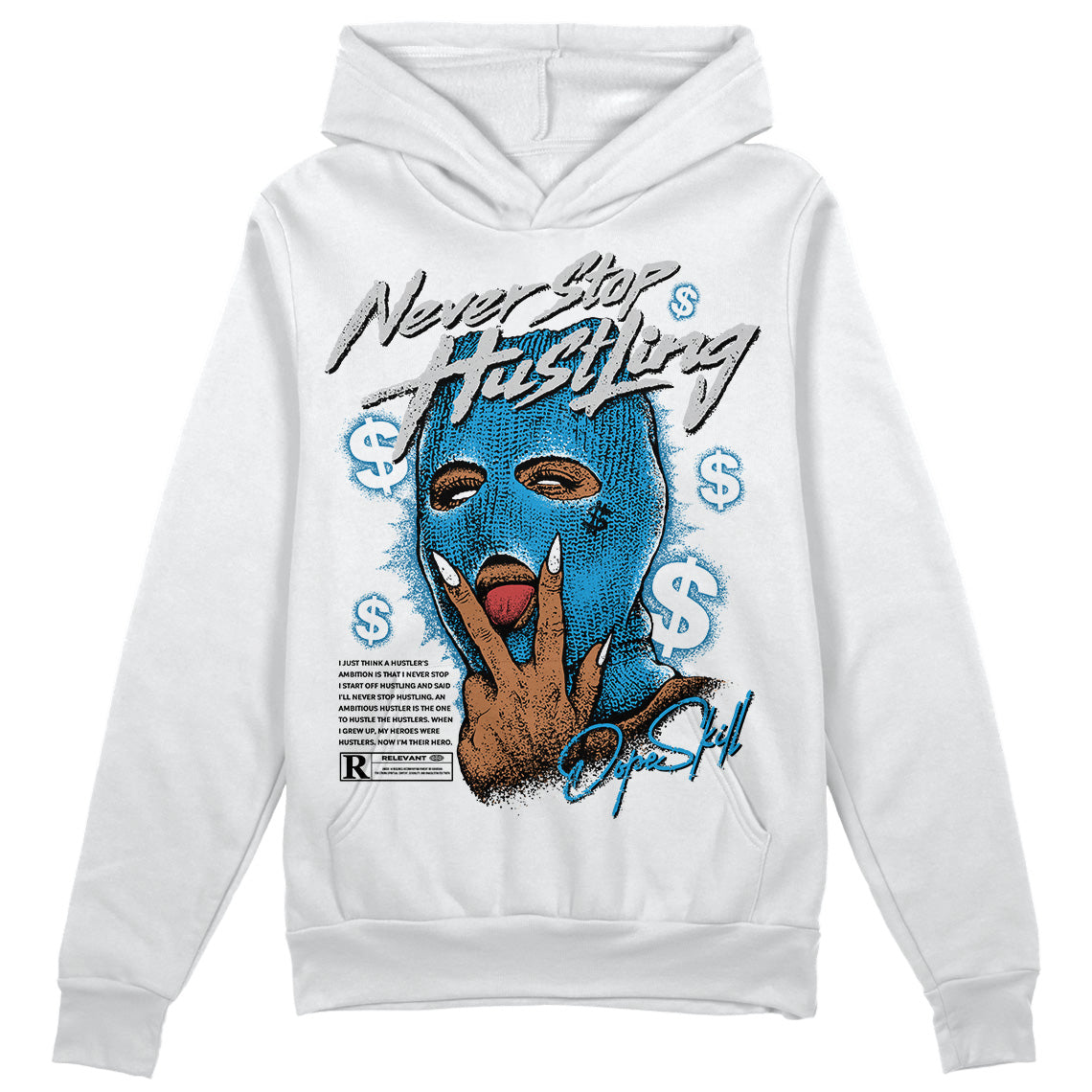 Military Blue 4s superstreetwear Hoodie Sweatshirt Never Stop Hustling Graphic