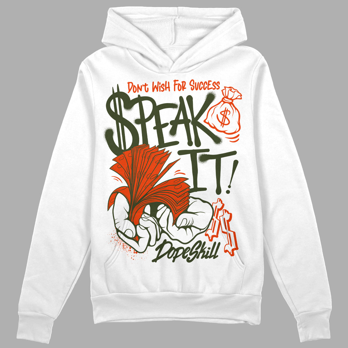 Olive Collection superstreetwear Hoodie Sweatshirt Speak It Graphic