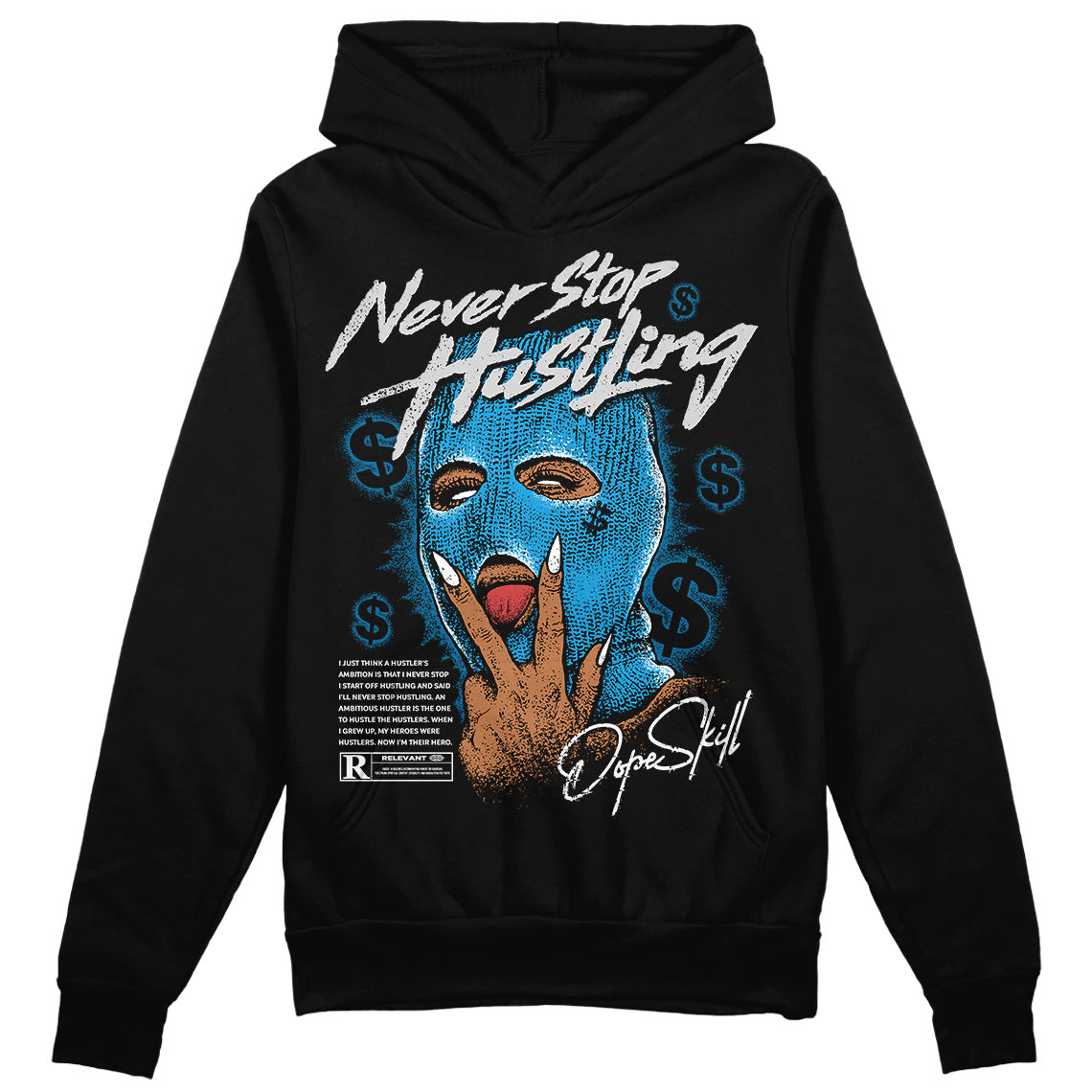 Military Blue 4s superstreetwear Hoodie Sweatshirt Never Stop Hustling Graphic
