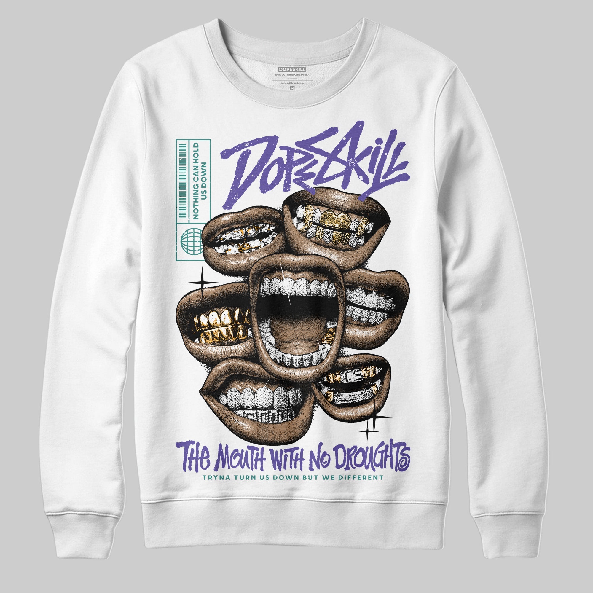 Grape 5s superstreetwear Sweatshirt The Mouth With No Droughts Graphic
