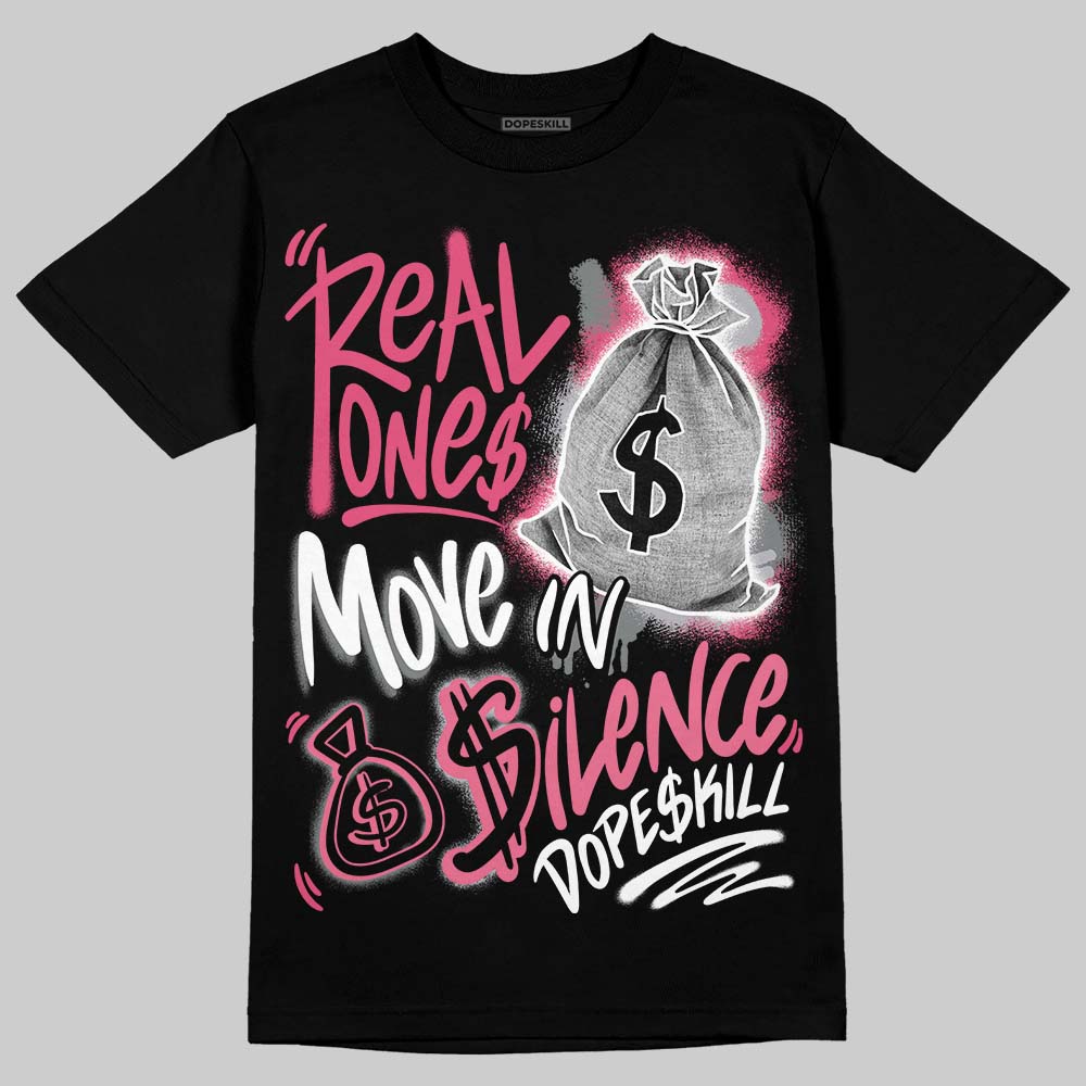 White Fluo Pink superstreetwear T-Shirt Real Ones Move In Silence Graphic