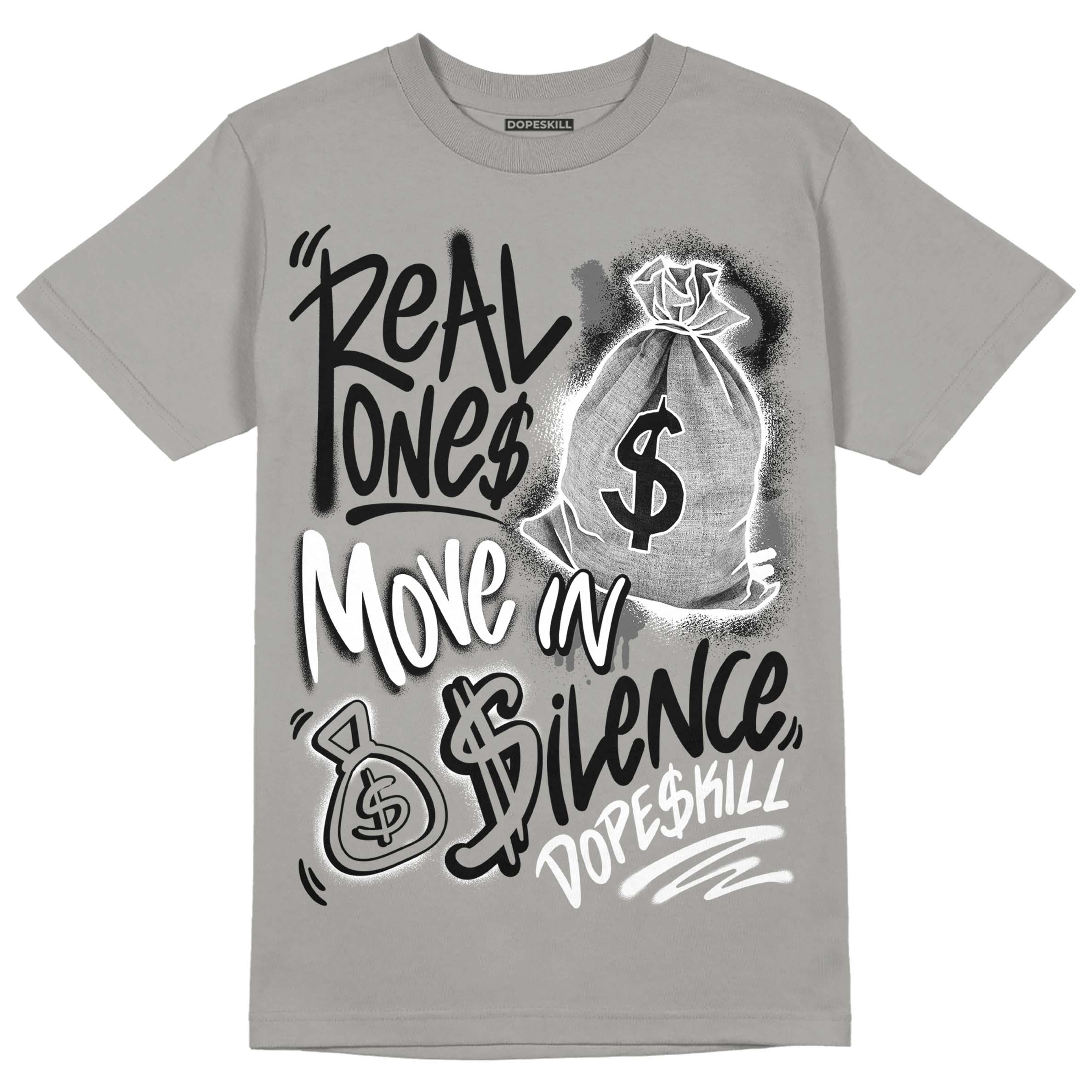 Grey Collection superstreetwear Grey T-shirt Real Ones Move In Silence Graphic
