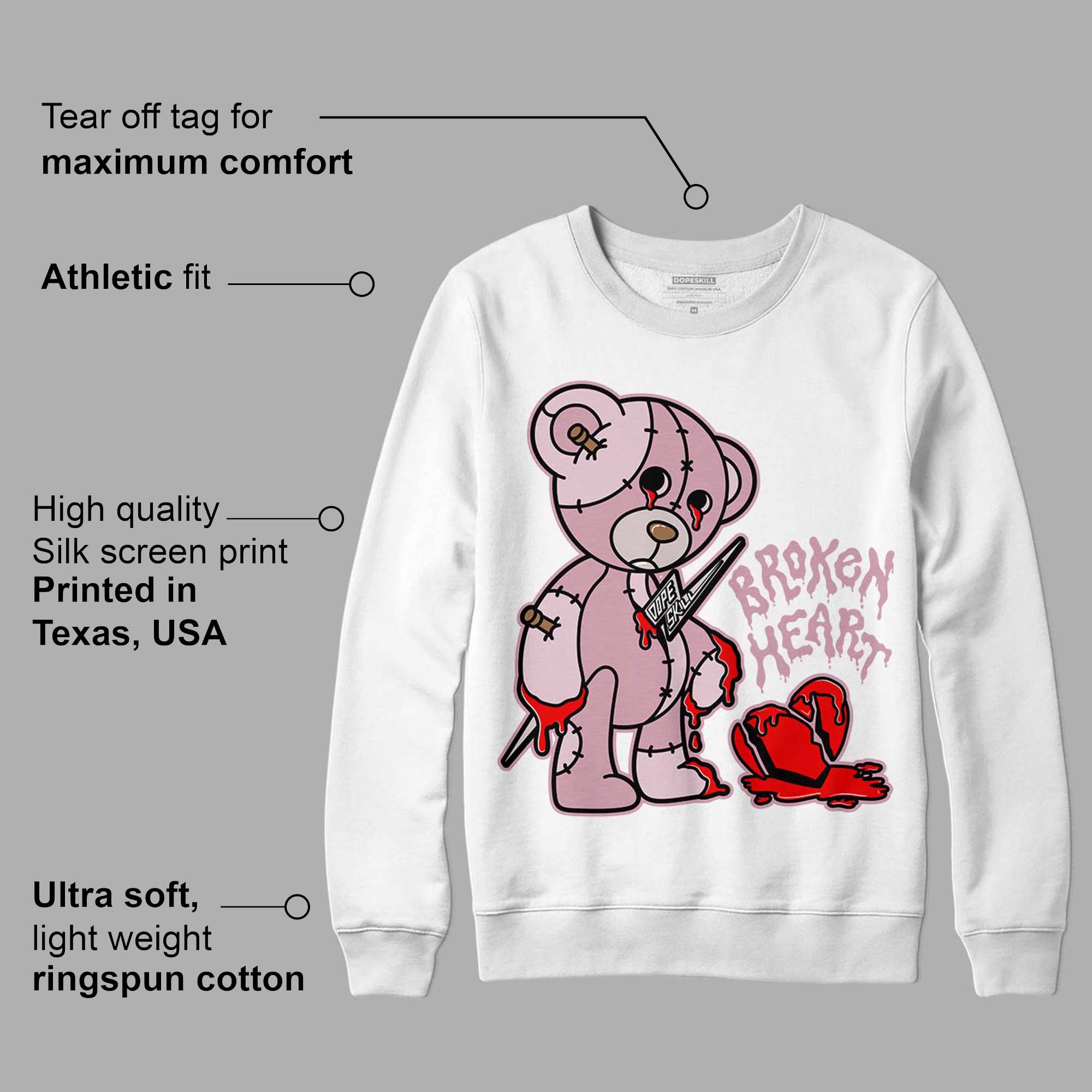 Dunk Low Teddy Bear Pink superstreetwear Sweatshirt Broken Heart Graphic