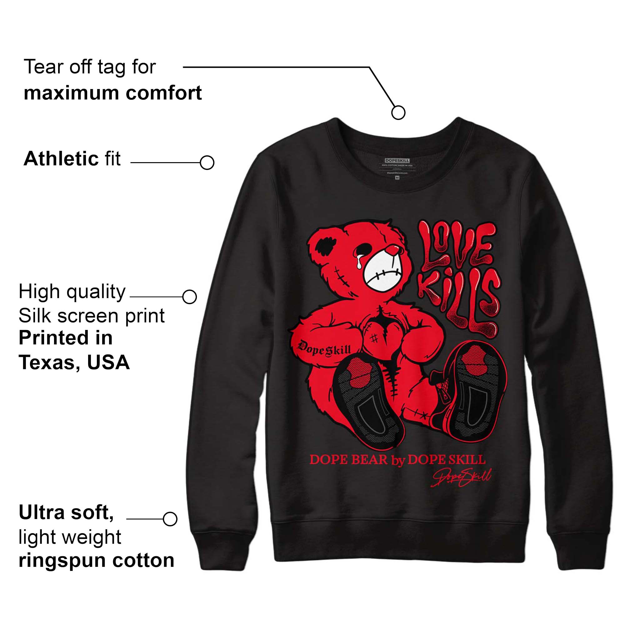 Red Thunder 4s superstreetwear Sweatshirt Love Kills Graphic