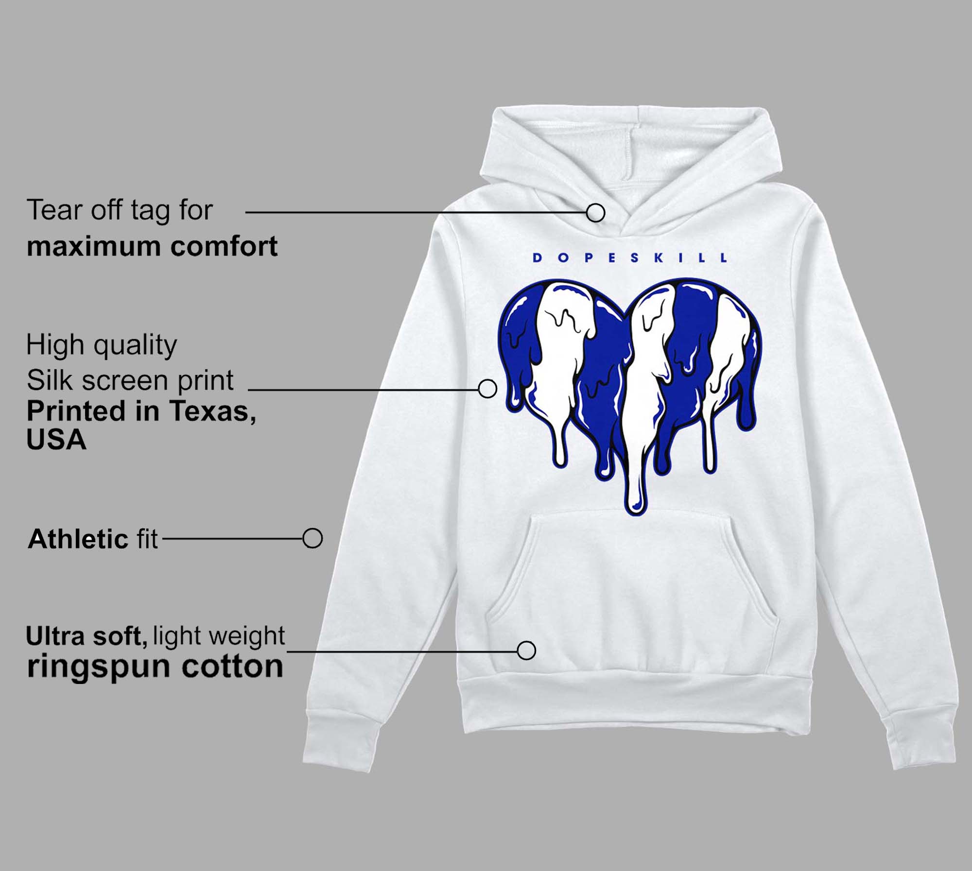 Racer Blue White Dunk Low superstreetwear Hoodie Sweatshirt Slime Drip Heart Graphic