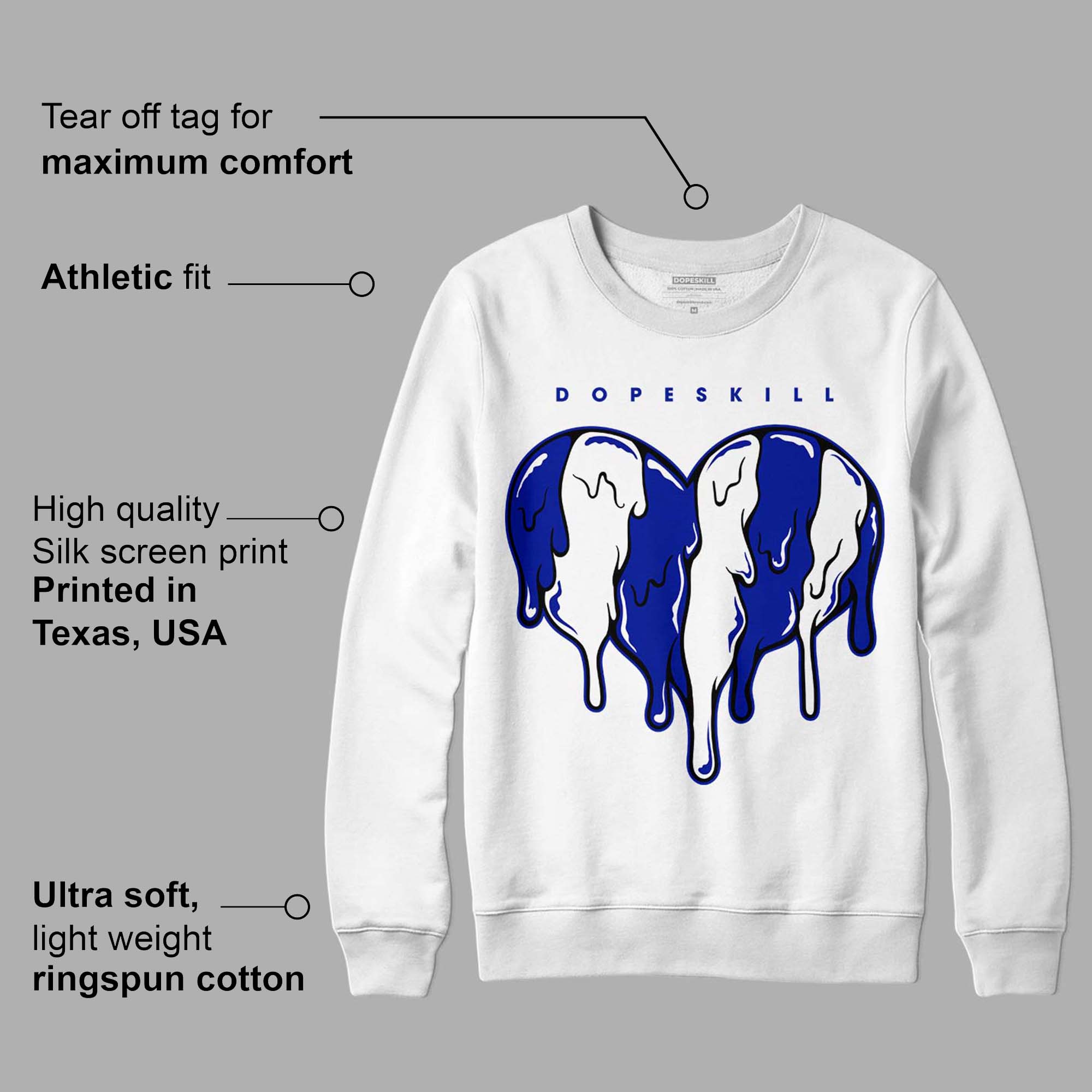 Racer Blue White Dunk Low superstreetwear Sweatshirt Slime Drip Heart Graphic