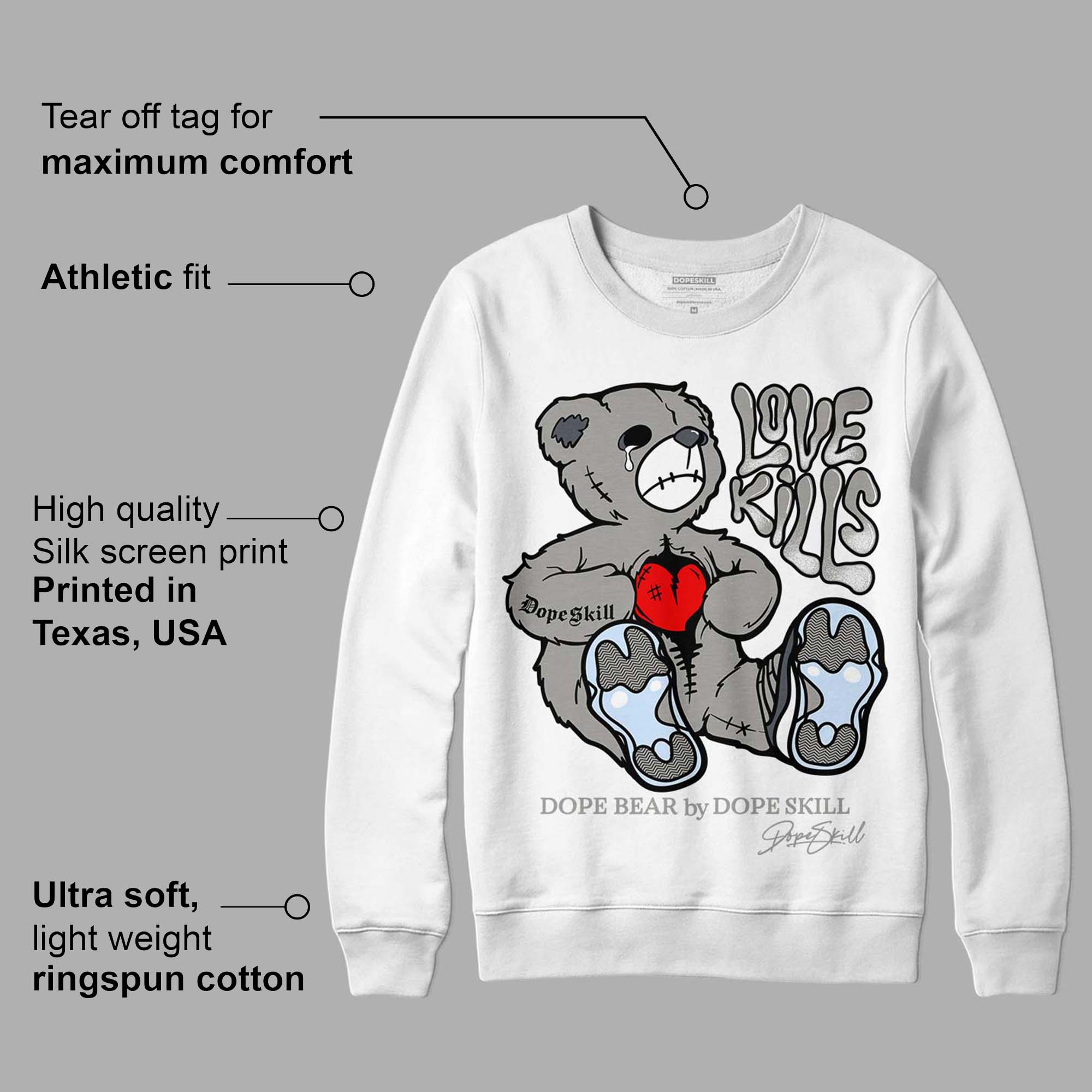 Cool Grey 11s superstreetwear Sweatshirt Love Kills Graphic