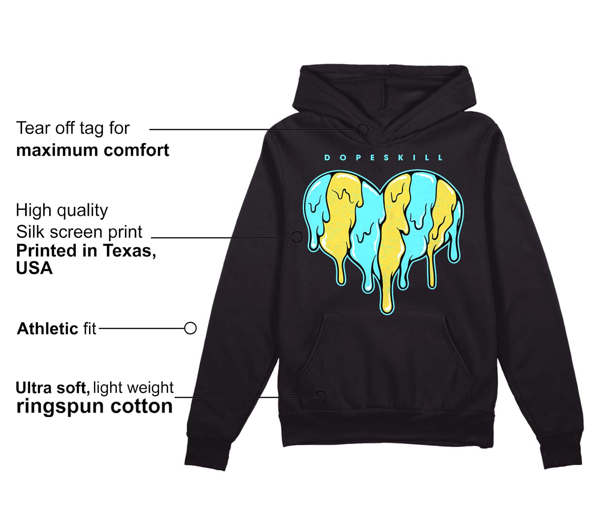 Aqua 5s superstreetwear Hoodie Sweatshirt Slime Drip Heart Graphic