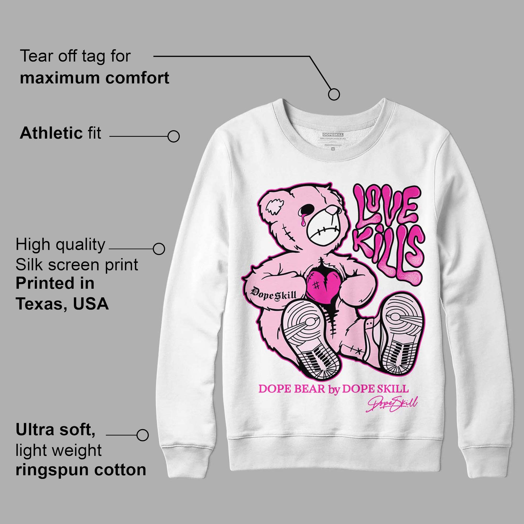 Triple Pink Dunk Low superstreetwear Sweatshirt Love Kills Graphic